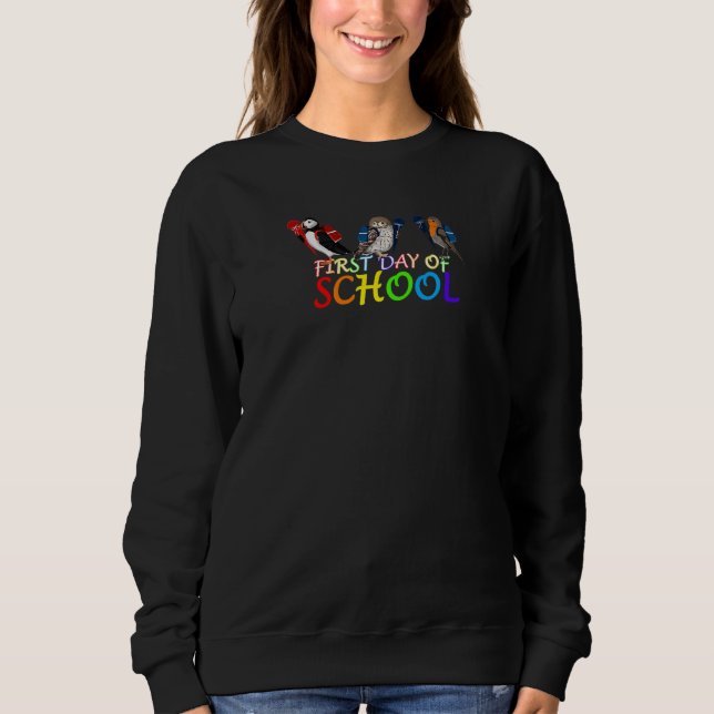Sudadera Robin Puffin Pájaro Primer Día de Escuela Primer G (Anverso)