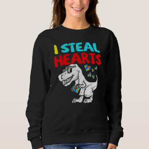 Sudadera Robo corazones Trex Dinosaurio Cute Niño Autismo C