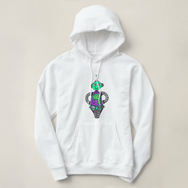 Sudadera Robot arnie, morado y verde (Diseño del anverso)