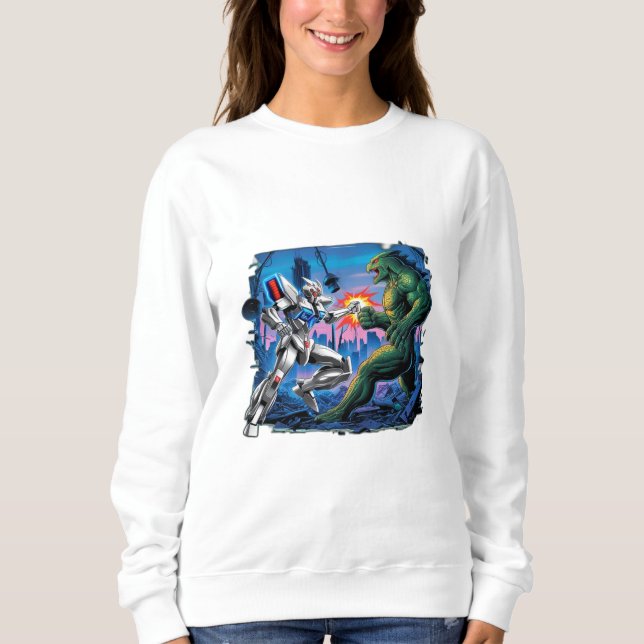 Sudadera Robot de mala fama que lucha contra un monstruo gi (Anverso)