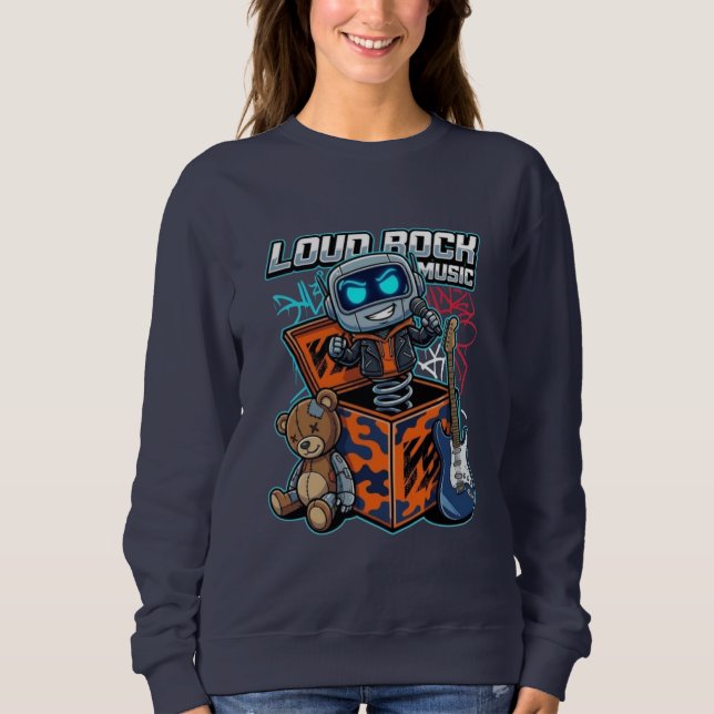 Sudadera Robot de Música Rock Fuerte (Anverso)