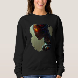 Sudadera Robot Femenino Ciberpunk Cyborg Futurista Digital 