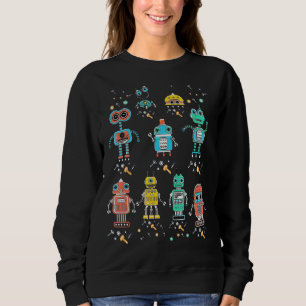 Sudadera Robótica Ingeniería Cuidada Robot Colorido Retro C