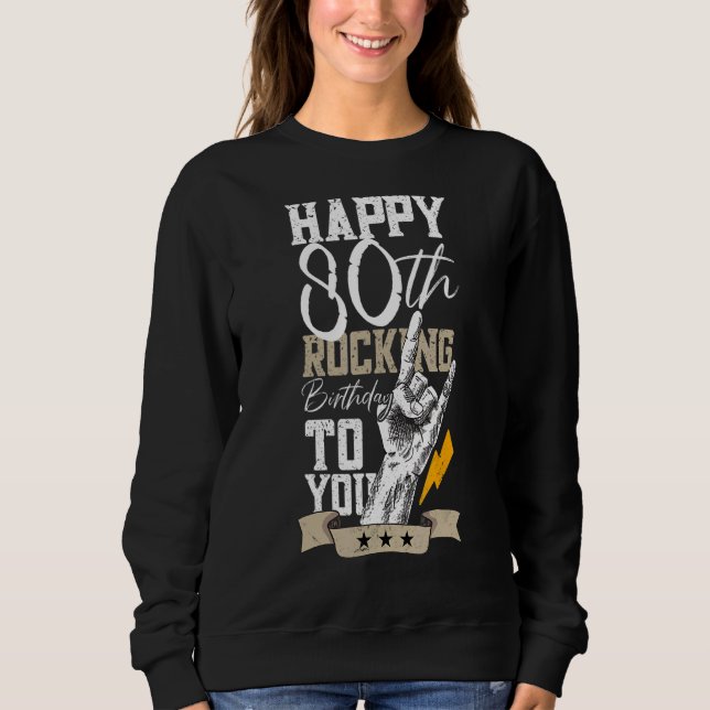 Sudadera Roca de Rockín de 80 años 80 cumpleaños (Anverso)