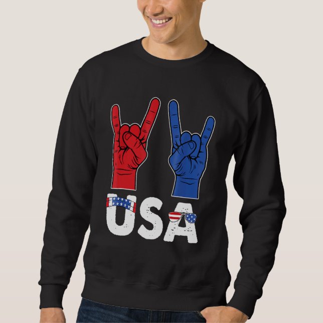 Sudadera Rock And Roll 4 De Julio Guay USA Patriotic Ameri (Anverso)