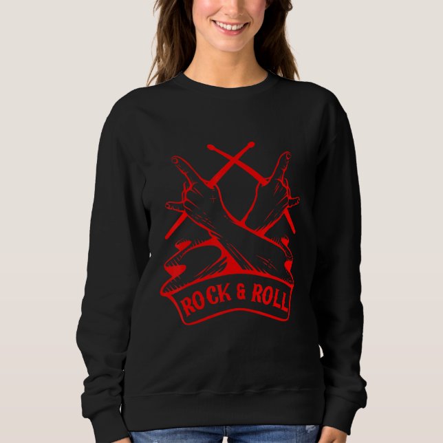 Sudadera Rock And Roll Drumsticks Musical Band Drumming (Anverso)