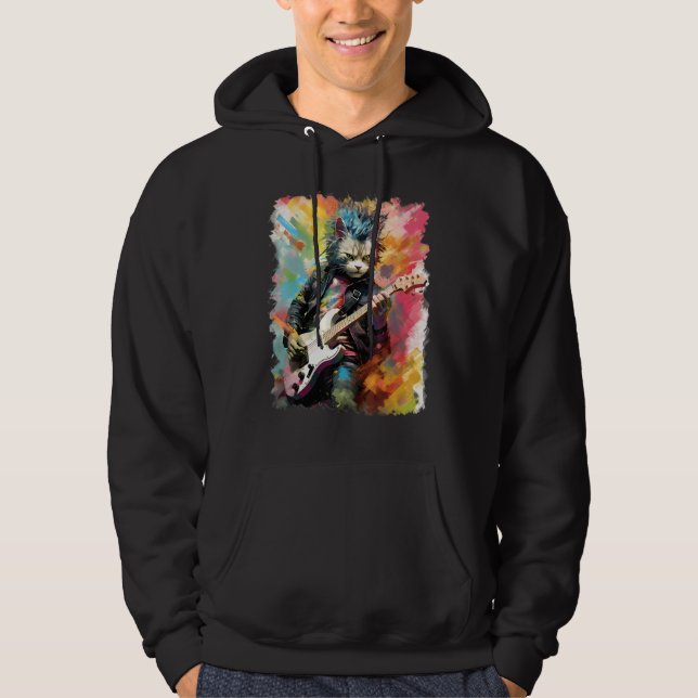 Sudadera Rock Guitar Ragamuffin Cat Guitarist (Anverso)