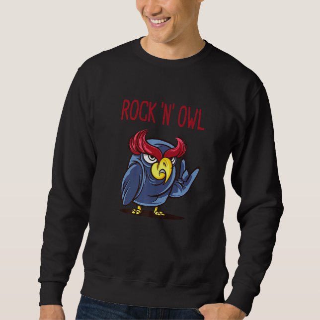 Sudadera Rock N Owl Devil Horns Rock And Roll Heavy Met (Anverso)