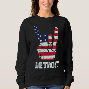 Sudadera Rock N Roll 4 De Julio Mano De Rock Detroit Americ