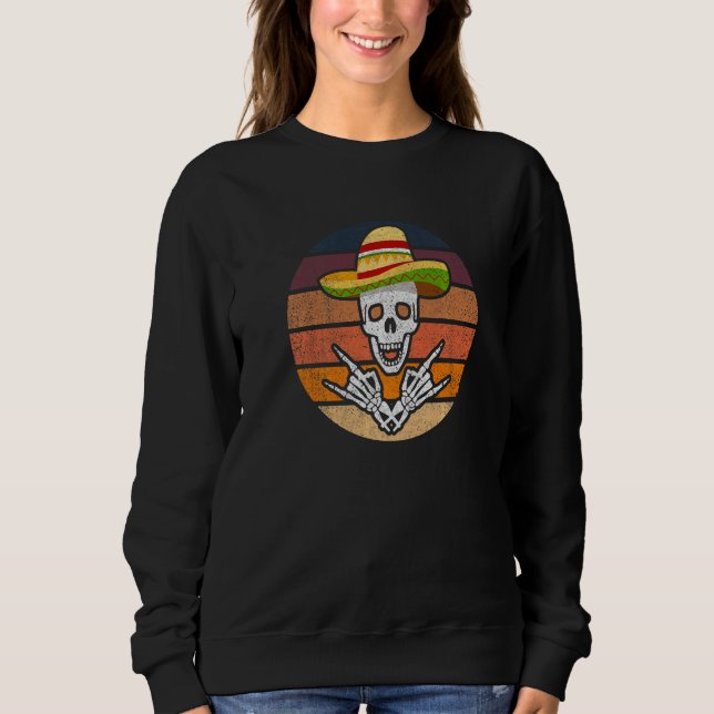 Sudadera Rock On Mexican Skeleton Sombrero Dia De Los Muert (Anverso)