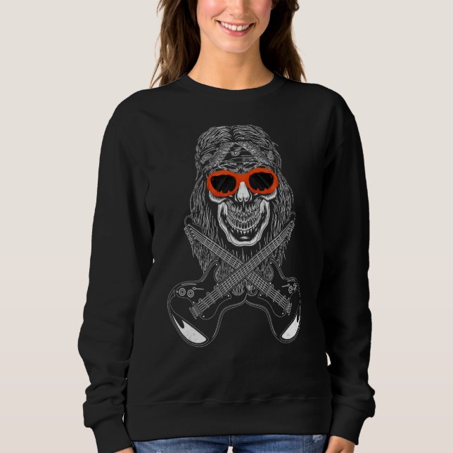 Sudadera Rock & Roll Skeleton Guitarra Calabaza gafas de so (Anverso)