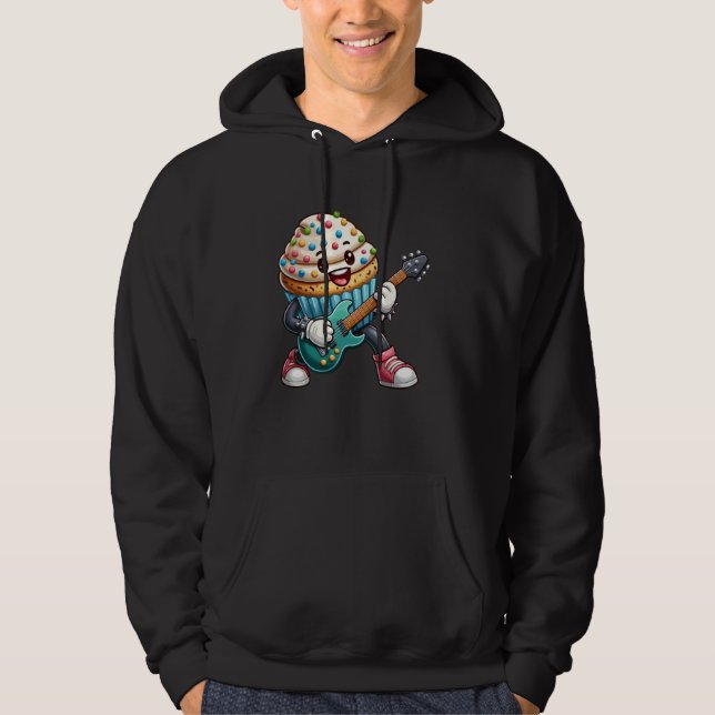 Sudadera Rock Star Cupcake Cartoon Character Funny Guitar P (Anverso)