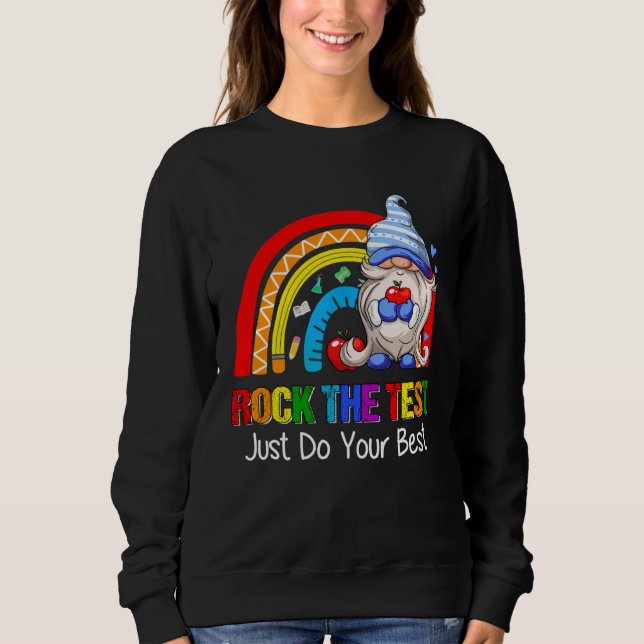 Sudadera Rock The Test  Teacher Testing Day Rainbow Gnomes (Anverso)