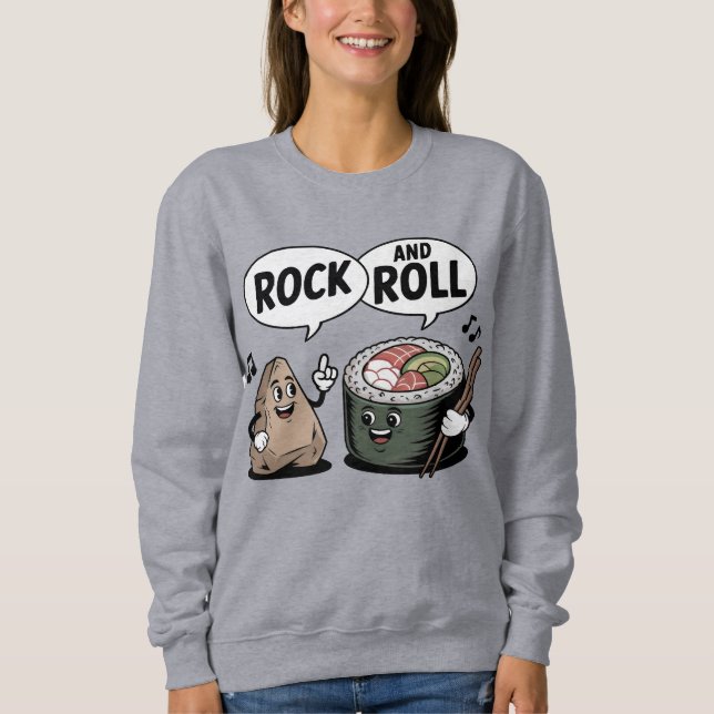Sudadera Rock y Roll Sushi Personalizado Pun (Anverso)