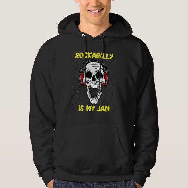 Sudadera Rockabilly es mi mermelada - Calavera y audífonos (Anverso)