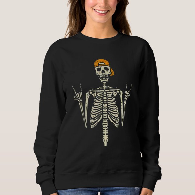 Sudadera Rocker Skater Skeleton Cap Cool Halloween Punk Men (Anverso)