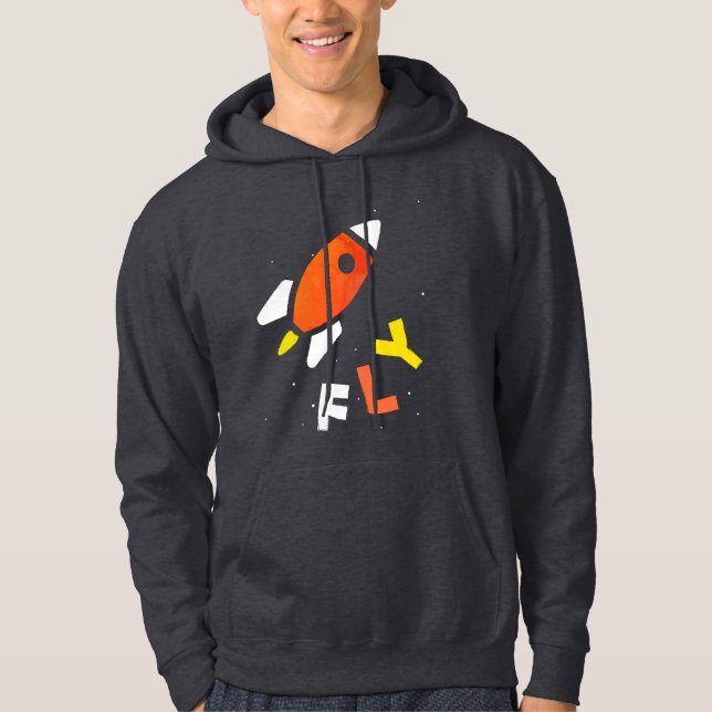 Sudadera Rocket - Naranja y arte pop abstracto amarillo. ¡F (Anverso)