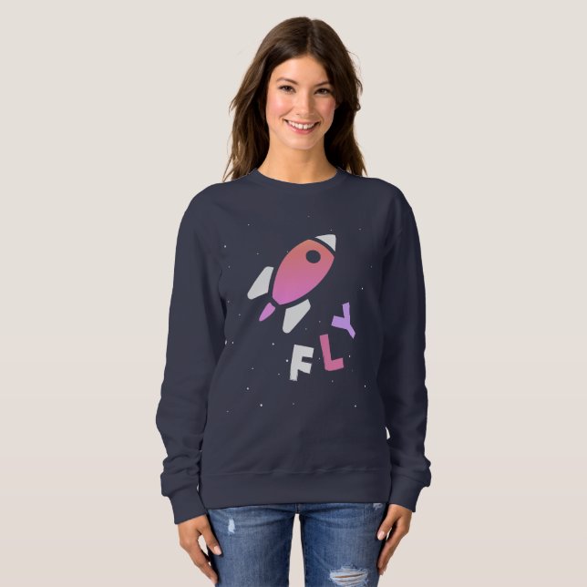 Sudadera Rocket - Púrpura y RosaAbstract Pop Art. ¡FLY! (Anverso completo)