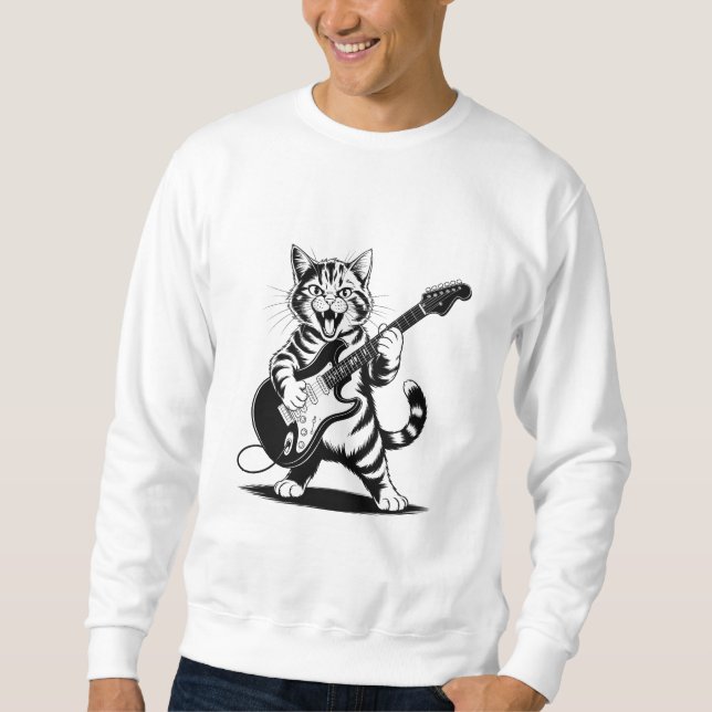 Sudadera Rockstar Cat Guitar Solo – Funny Music Lover Gift (Anverso)