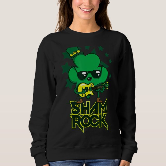 Sudadera Rockstar Shamrock and Roll Funny St Patrick Day Vi (Anverso)
