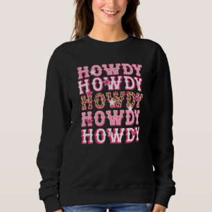 Sudadera Rodeo del sur de Howdy Pink Leopard Western