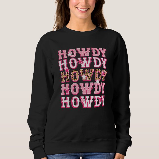 Sudadera Rodeo del sur de Howdy Pink Leopard Western (Anverso)