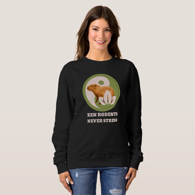 Sudadera Roedores Zen Nunca Estrés Humor de Capybara (Anverso completo)