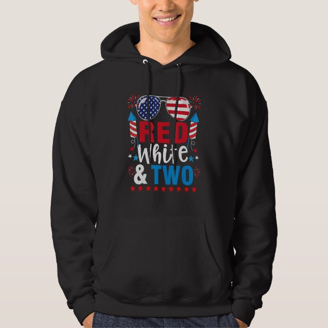 Sudadera Rojo Blanco y Dos  Cumpleaños 2º 4 de Julio Niño (Anverso)