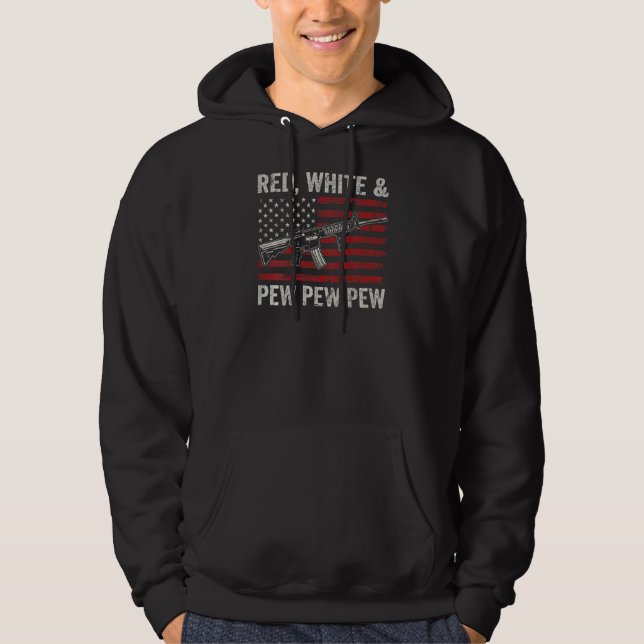 Sudadera Rojo Blanco Y Pew Patriótico Pro Gun Ar15 Rifle Us (Anverso)