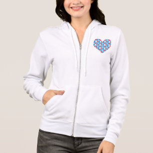 Sudadera Rojo, corazón blanco y azul de las estrellas