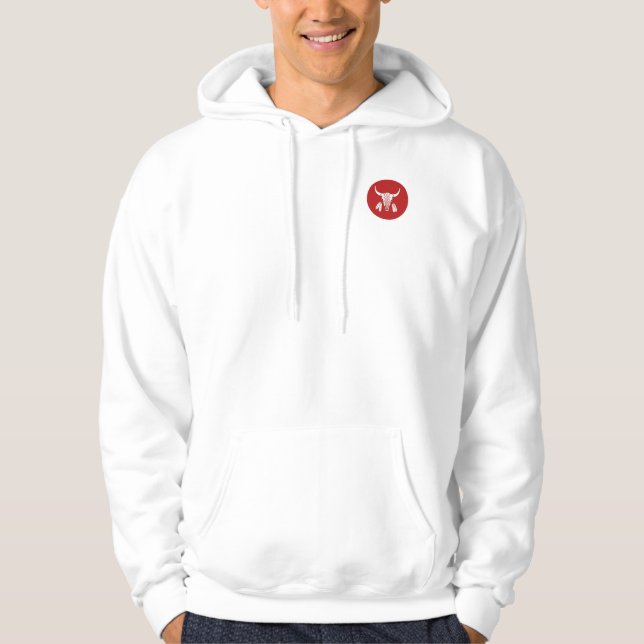 Sudadera Rojo Fantasma Baile Búfalo hombres capucha blanca (Anverso)