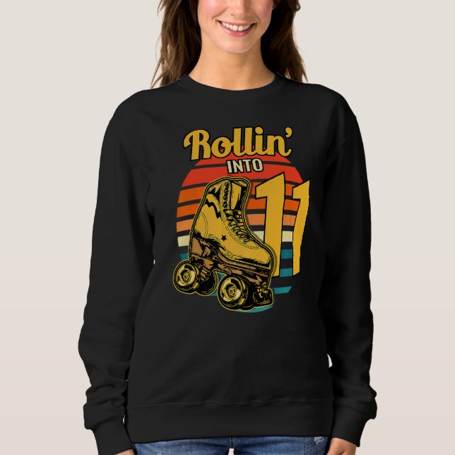 Sudadera Rollin' En 11 Retro Roller 11ª fiesta de cumpleaño (Anverso)