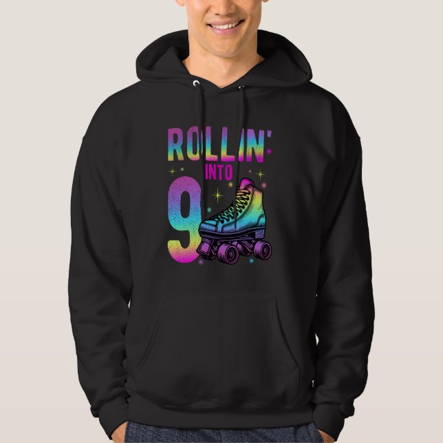 Sudadera Rollin' En Noveno Rótulo de Patinaje de Cumpleaños (Anverso)