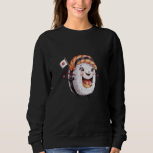 Sudadera Rollo sonriente de sushi con diseño de bandera jap