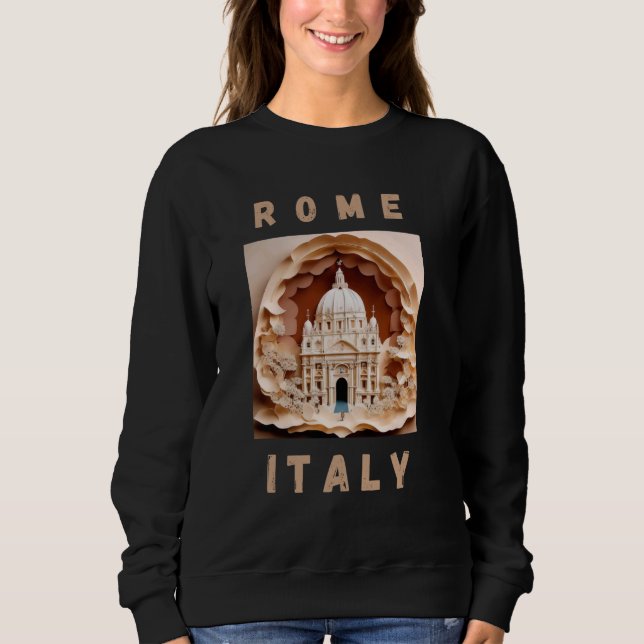 Sudadera Roma Italia Papel arte Vaticano Viaje Wear Mujeres (Anverso)