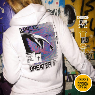 Sudadera Romanos 8:31 Cyberpunk Mano De Dios Arte Glitch