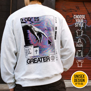 Sudadera Romanos 8:31 Cyberpunk Mano De Dios Arte Glitch