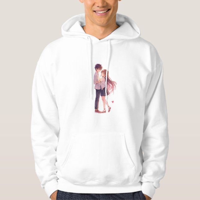 Sudadera Romantic Anime Couple - Cute Aesthetic Lovers Art  (Anverso)