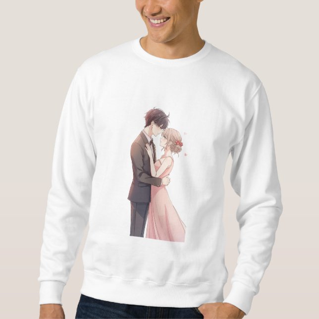 Sudadera Romantic Anime Couple Embrace T-Shirt (Anverso)