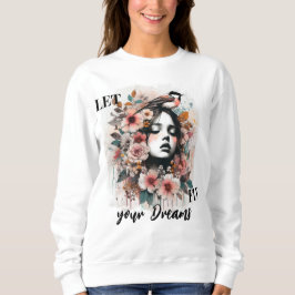 Sudadera Romantic Woman, Bird, and Floral Inspiration