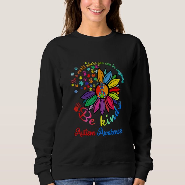 Sudadera Rompecabezas girasol sé amable autismo Conciencia  (Anverso)