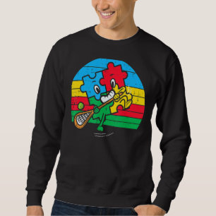 Sudadera Rompecabezas Jugando Lacrosse Autismo Retro Lax Co