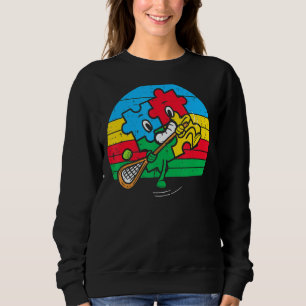 Sudadera Rompecabezas Jugando Lacrosse Autismo Retro Lax Co