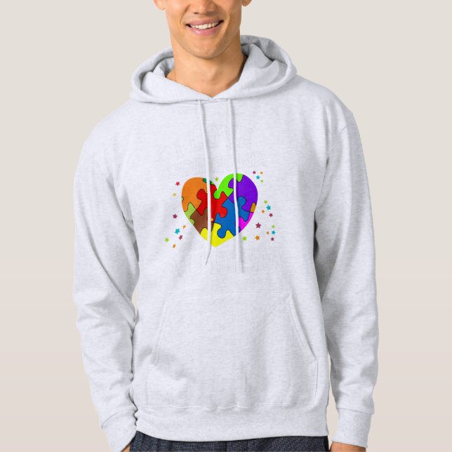 Sudadera Rompecabezas y corazón de la conciencia del autism (Anverso)