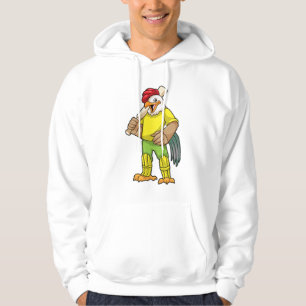 Sudadera Rooster como bateador con bate de críquet
