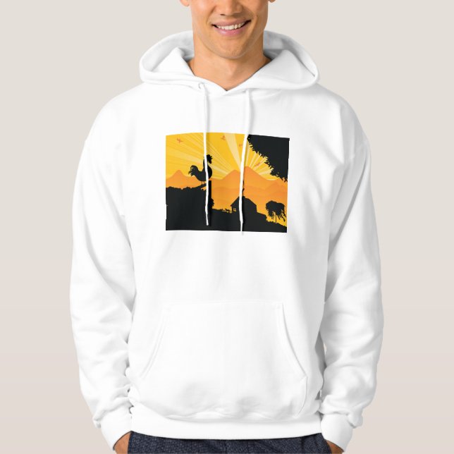 Sudadera Rooster Farm Landscape Mens Hoodie (Anverso)