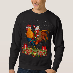 Sudadera Rooster Lover Xmas Regalo Santa Riding Rooster Chr