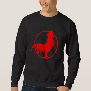 Sudadera Rooster Rojo Cocky Zodiak Chicken Silhouette