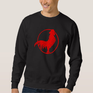 Sudadera Rooster Rojo Cocky Zodiak Chicken Silhouette
