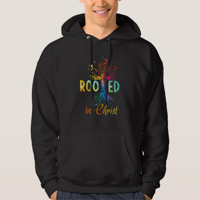 Sudadera Rootado en Cristo Jesús Dios Creer Cristianos Rai (Anverso)
